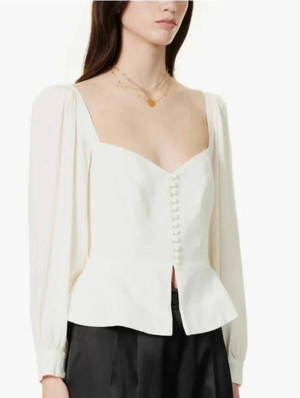 REFORMATIONKatana Sweetheart-Neckline Woven-Blend Top